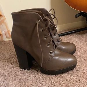 JustFab Chocolate heel booties